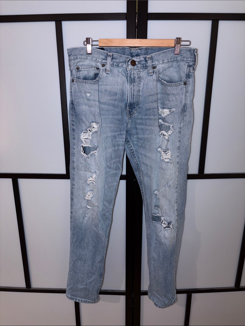 Men’s Hollister Light Blue Skinny Ripped Jeans - Size 32